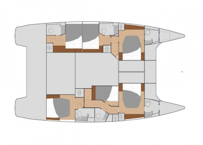 Saba 50 mit 6-Kabinen-Anordnung / Quelle: Fountaine Pajot