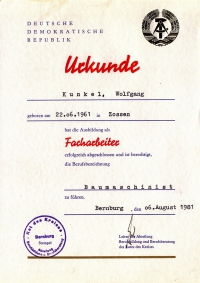 Facharbeiter-Urkunde Facharbeiter-Urkunde